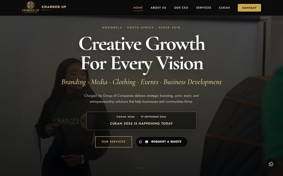 Charged Up Group of Companies website on desktop
