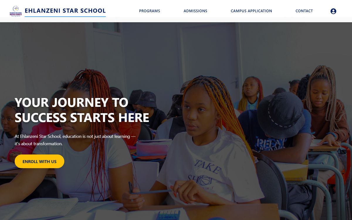 Ehlanzeni Star School website on desktop