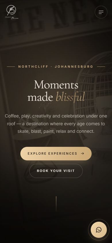 Onako Bliss website on mobile