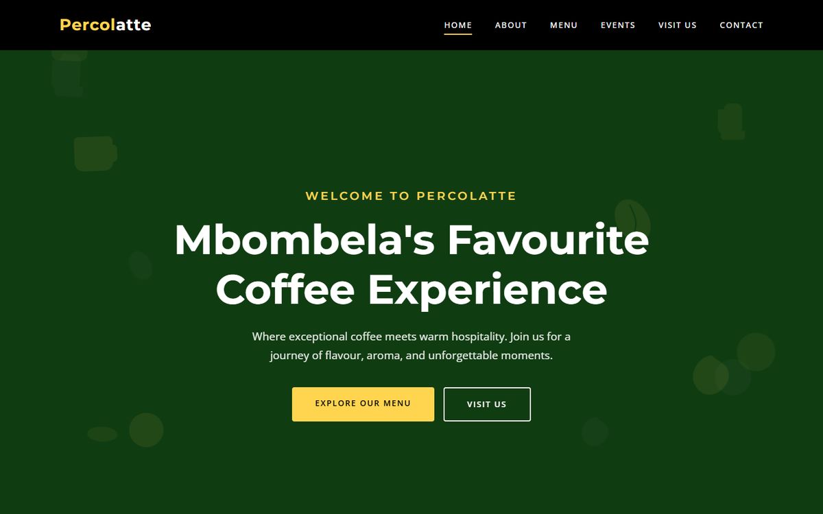 Percolatte website on desktop