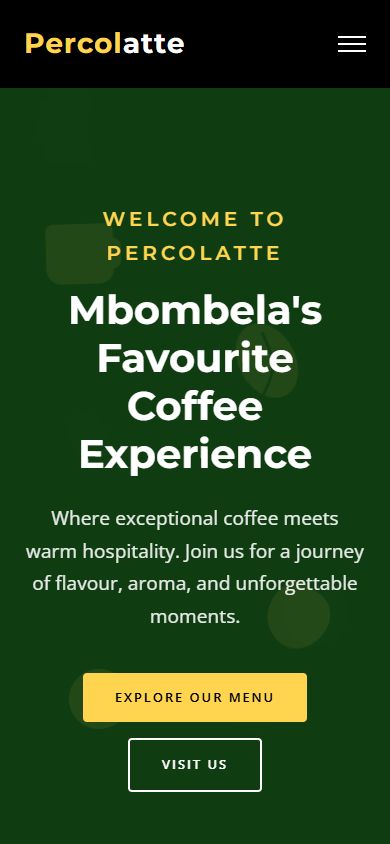 Percolatte website on mobile
