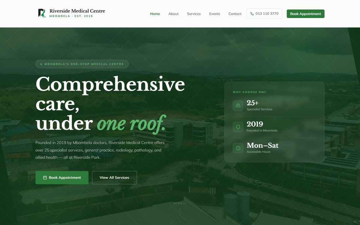Riverside Medical Centre website on desktop