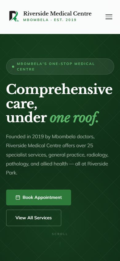 Riverside Medical Centre website on mobile